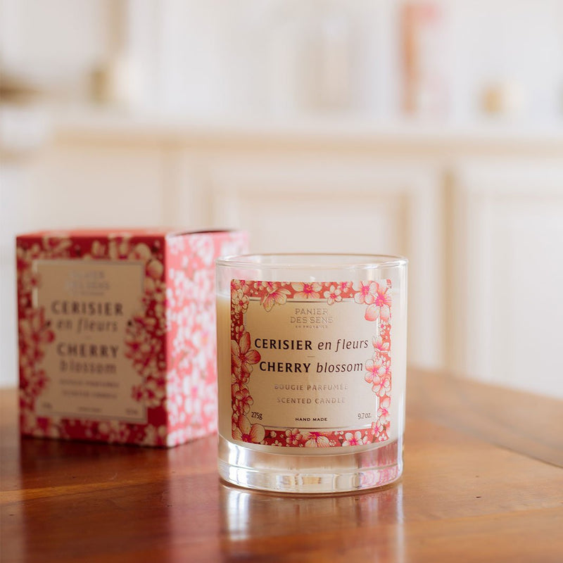 Bougie parfumée cire végétale 275G - Parfum Cerisier en Fleurs - Panier des Sens