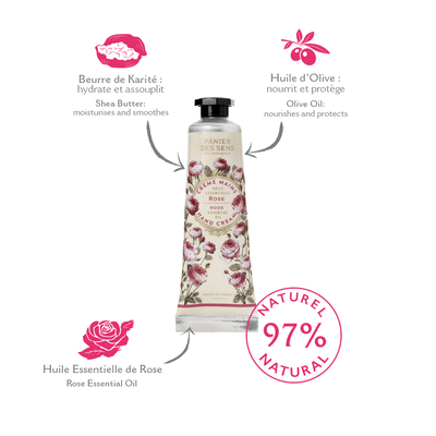 Crème pour les mains - Rose Envoûtante 30ml - Panier des Sens