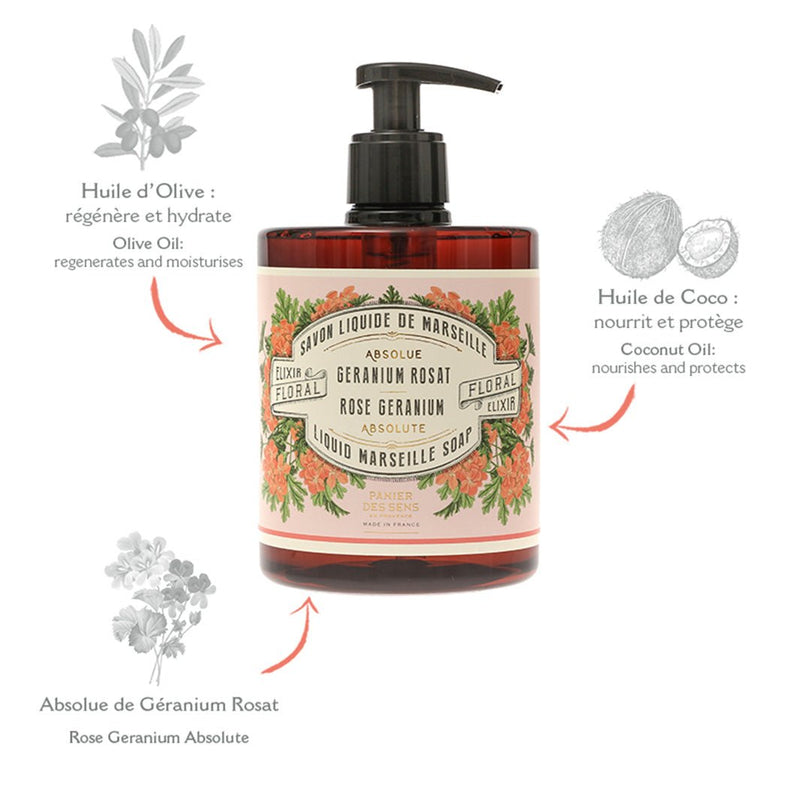 Savon de Marseille liquide – Géranium Rosat 500ml - Panier des Sens