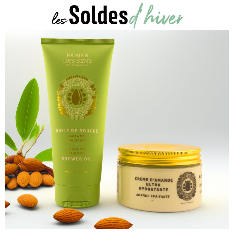 Duo Soin Corps Amande Apaisante (Huile de douche + crème ultra hydratante)