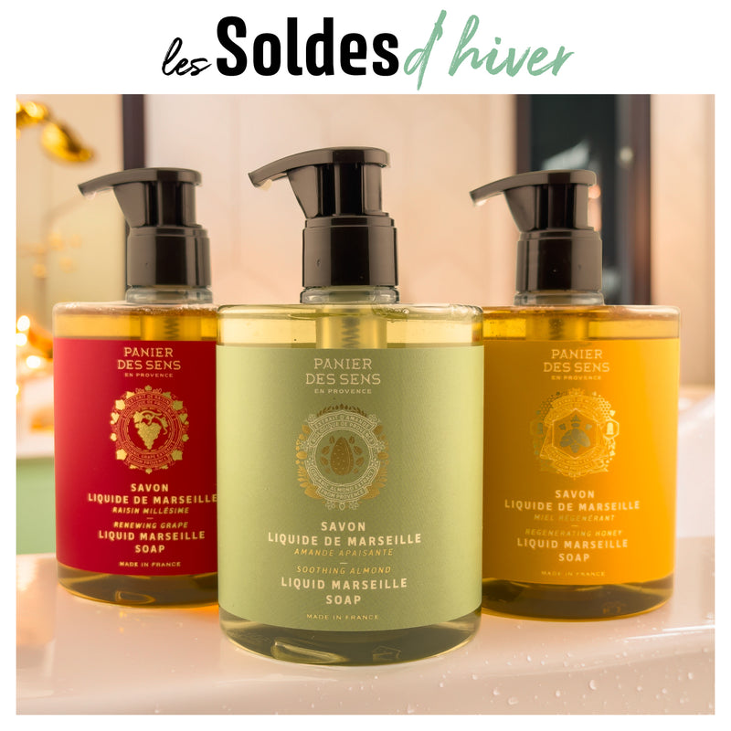Trio Savon liquide de Marseille Raisin Miel Amande